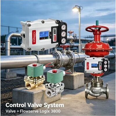 Pacote de Controle de Precisão com Válvula Solenoide ASCO e Posicionador Digital Flowserve Logix 3800