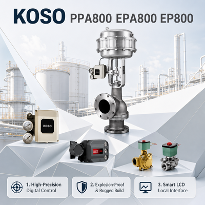 Posicionador Inteligente de Válvula Eletropneumática KOSO OEM PPA800 EPA800 EP800 4 20mA IP66 Petróleo e Gás Simples Dupla Ação