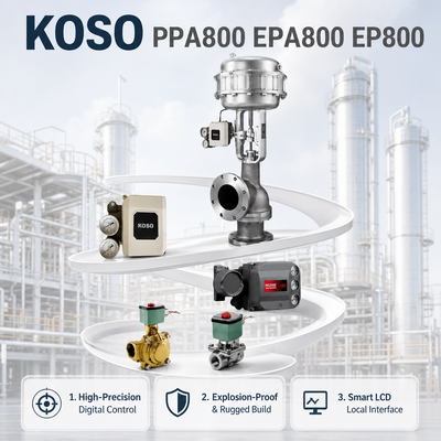 Posicionador de Válvula Inteligente KOSO PPA800 EPA800 EP800 Eletropneumático OEM Alta Precisão 140 700kPa Controle da Indústria Petroquímica