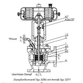 Válvula de controle pneumática DN do vapor do elevado desempenho 50 - tamanho da válvula do DN 300