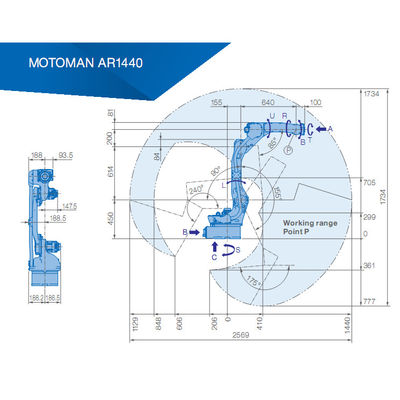 braço do robô dos soldadores AR1440 Yaskawa do arco da carga útil 12kg de 1440mm