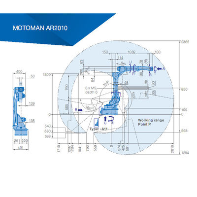 2.0KVA armam a solda de 2010mm braço do robô de Yaskawa de 6 linhas centrais