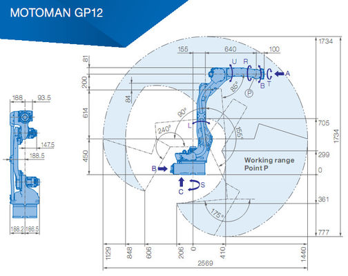 6 picareta de Yaskawa GP12 1.5KVA dos machados e braço do robô do lugar