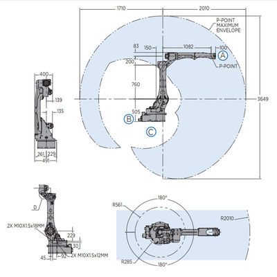 O braço do robô da linha central AR2010 6 para a carga útil de solda 12kg alcança o robô rápido e exato de 2010mm do arco de soldadura