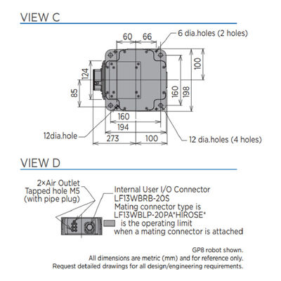 O braço do robô da linha central GP7 6 para a carga útil entregando material 7kg alcança o robô entregando material rápido e exato de 927mm