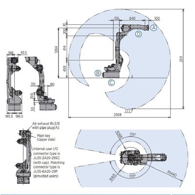 6 alcance 1440mm da carga útil 12kg do braço GP12 do robô da linha central para material entregando Matecurate rápido e exato robô entregando material