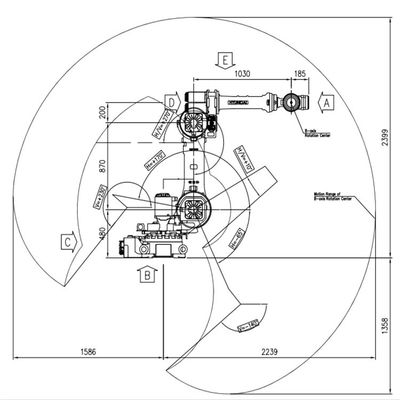 Alcance 2239mm HH050 da carga útil 50kg da linha central da máquina de trituração 6 do braço do robô com Hi5a-S60 o controlador Milling Robot