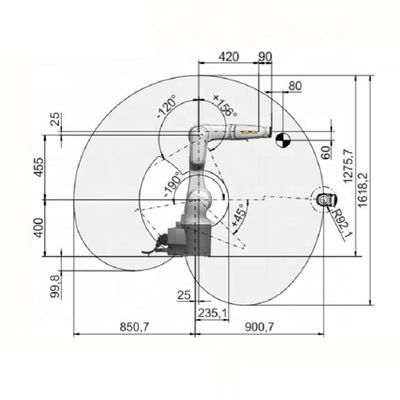 A carga útil R900-2 6.7kg do KR 6 alcança 901mm soldadura robótico de 6 linhas centrais