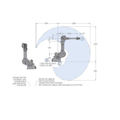 Linha central do braço 6 do robô com o robô industrial da carga útil de GP88 88KG para a máquina da picareta e do lugar