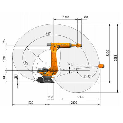 A carga útil R2900-2 313kg do KR 240 alcança 2900mm robô de soldadura do ponto de 6 linhas centrais