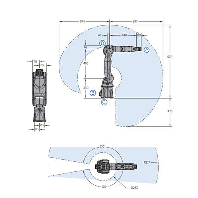 Robô de 6 Aixs com da carga útil 7KG e do controlador de YRC de For soldadura 1000 de ARCO do robô industrial da AR 900