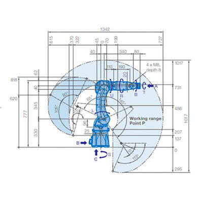 Braço industrial do robô de pintura do veículo de Yaskawa MOTOMAN GP8