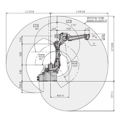 A carga útil fácil 6kg da linha central da gestão 6 de BA006N alcança o robô de soldadura do arco de 1445mm