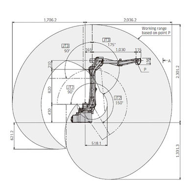 Robô de soldadura fácil do arco da gestão do alcance 2036mm da carga útil 6kg da linha central de BA006L 6
