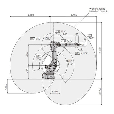 A carga útil 10kg da linha central de RA010N 6 alcança robô especializado e flexível de 1450mm do arco de soldadura