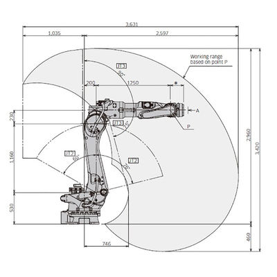 Robô de soldadura de alta velocidade do ponto do alcance 2597mm da carga útil 200kg da linha central de BX200L 6