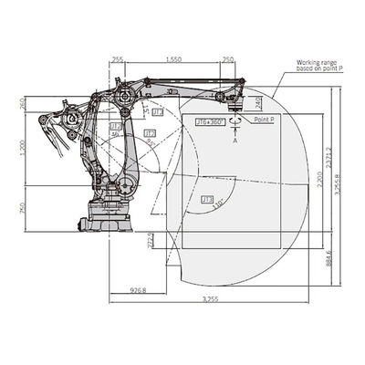 A carga útil 160kg da linha central de CP180L 4 alcança o robô Palletizing da alta velocidade de 3255mm