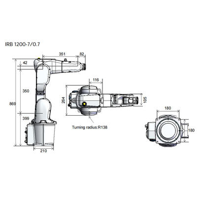 Robô IRB1200 industrial automático com o braço do robô da carga útil 7KG para as peças polonesas da máquina e do equipamento do transporte de materiais