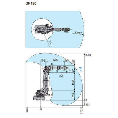 Braço do robô de 6 linhas centrais de Motoman GP180 com o robô industrial do alcance de 2702mm como a máquina da picareta e do lugar