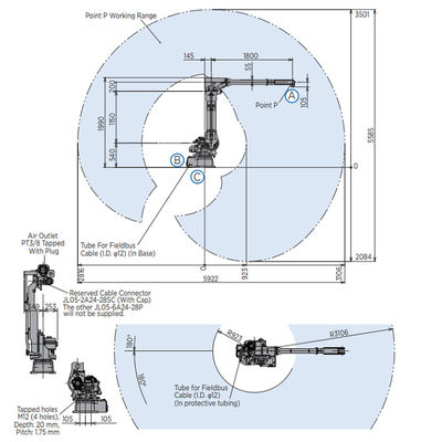 Braço MH50II-20 do robô de 6 Aixs com 20KG alcance da carga útil 3106MM para a soldadura de ARCO e as máquinas de revestimento