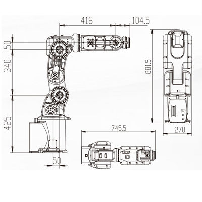 Robô industrial do alcance da carga útil 759MM de Mini With 7KG do braço do robô da precisão alta como o robô da picareta e do lugar