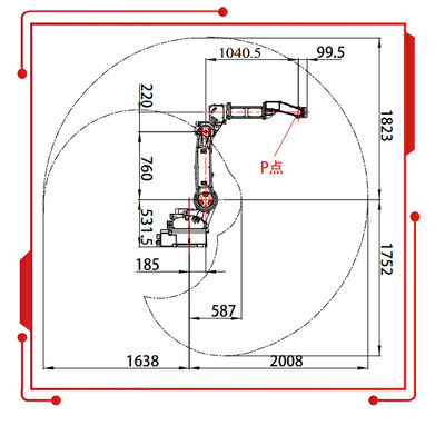 SF6-C2080 com 10KG o braço robótico do alcance da carga útil 2080MM como o robô industrial e o robô de soldadura