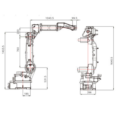 SF6-C2080 com 10KG o braço robótico do alcance da carga útil 2080MM como o robô industrial e o robô de soldadura