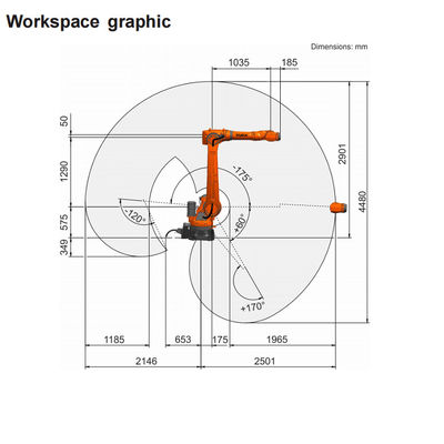 KR 50 R2500 com alcance de 2501MM e braço de Robt da carga útil 61KG como peças da máquina da picareta e do lugar e do equipamento do transporte de materiais