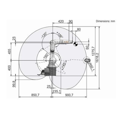 Linha central do braço 6 do robô do CNC R900-2 do KR 6 do robô da inspeção como o robô industrial