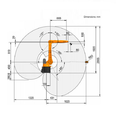 Robô industrial do braço robótico industrial de 6 linhas centrais com o robô industrial avaliado da carga útil 8Kg Kuka