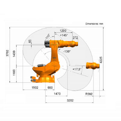 Robô industrial do braço robótico industrial de 6 linhas centrais com a carga útil avaliado do robô industrial de um kuka de 1000 quilogramas