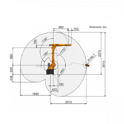 O robô industrial industrial de Kuka da linha central do braço 6 do robô com a carga útil avaliado de 16Kg integra a soldadura e o transporte