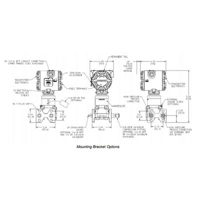 Transmissor de pressão diferencial qualificado nuclear do transmissor de pressão explorador de saída de quadriculação-Emount 3152N com Emerson Pressure Transmit