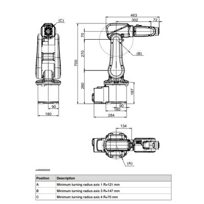 ABB IRB 120 braço robótico industrial de 6 linhas centrais para a carga útil flexível e compacta do braço do robô industrial da produção 3 quilogramas