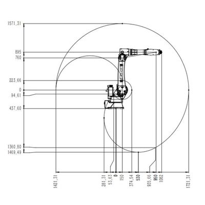 Braço robótico industrial China TKB2670-20KG-1721mm de 6 linhas centrais como o robô industrial