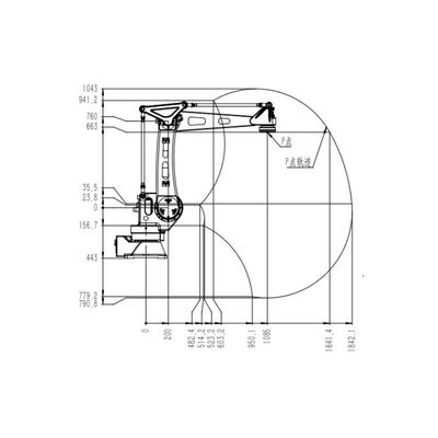 6 detecção robótico da precisão do braço TKB460-30kg-1840mm da linha central como robôs industriais
