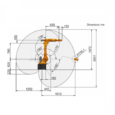 Prendedor do robô do robô industrial de Kuka com a carga útil de Kuka do braço de linha central 6 da picareta do braço do robô de 16 quilogramas e da máquina do lugar