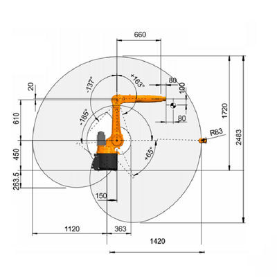 KR 10 R1420 do robô industrial com linha central do braço 6 do robô da carga útil 10kg o outro equipamento de soldadura com a máquina de soldadura do Mig