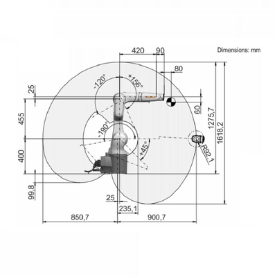 Robô de solda industrial KR6 R900 a linha central do braço 6 do robô com a outra carga útil do equipamento de solda da máquina de soldadura de 3 quilogramas
