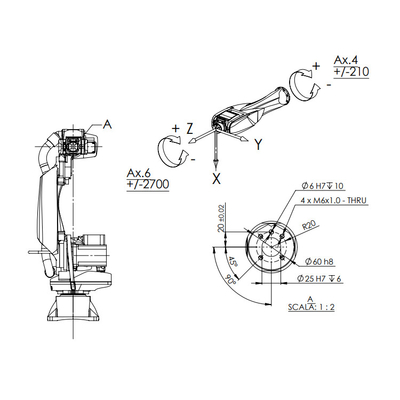 Manipulador alto Racer-7-1.4 do alcance com alcance de 1436MM como o robô industrial de 6 linhas centrais para a máquina de soldadura de ZARC