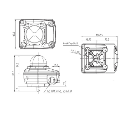 Caixa de interruptor do limite de YT-850M Steel Pneumatic Parts para a válvula
