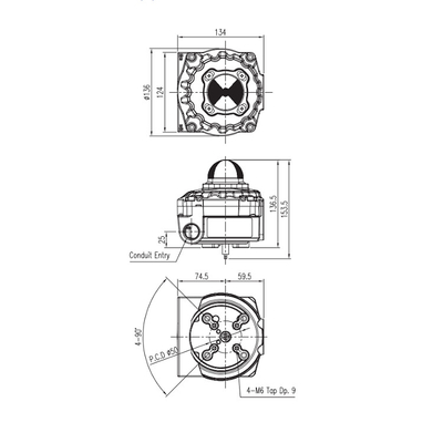 Caixa de interruptor do limite de YT-850M Steel Pneumatic Parts para a válvula
