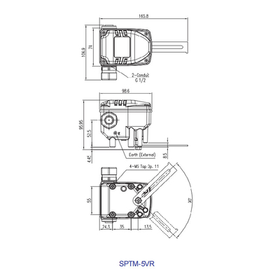 Peças pneumáticas elétricas espertas do transmissor de posição da válvula de controle de SPTM-5V