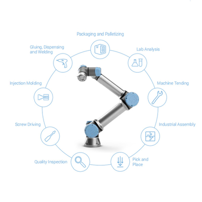 Braço robótico industrial de Ur3 Cobot com sistema visual de Cognex do prendedor RG6