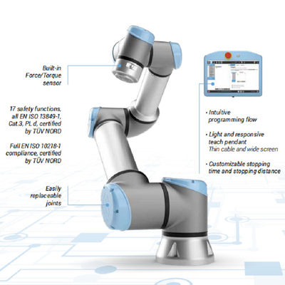 Braço robótico industrial de Ur3 Cobot com sistema visual de Cognex do prendedor RG6