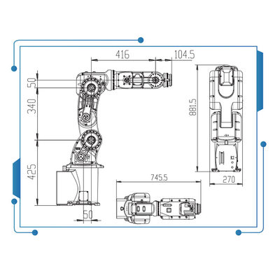 6 conjunto de Mini Industrial Robot Arm GBS8-K950 da linha central com prendedor