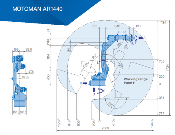 Braço YASKAWA AR900 do robô industrial para o robô de soldadura do braço da carga útil 927mm dos soldadores 7kg do arco